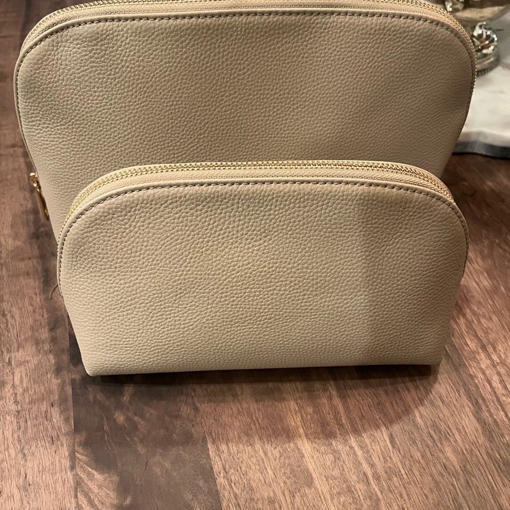 Quince Cream Leather Cosmetic Bag Set